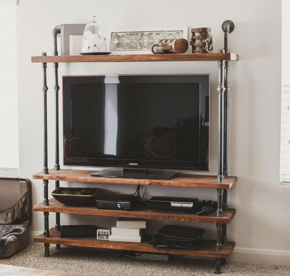 Pipeline and Wood TV Stand